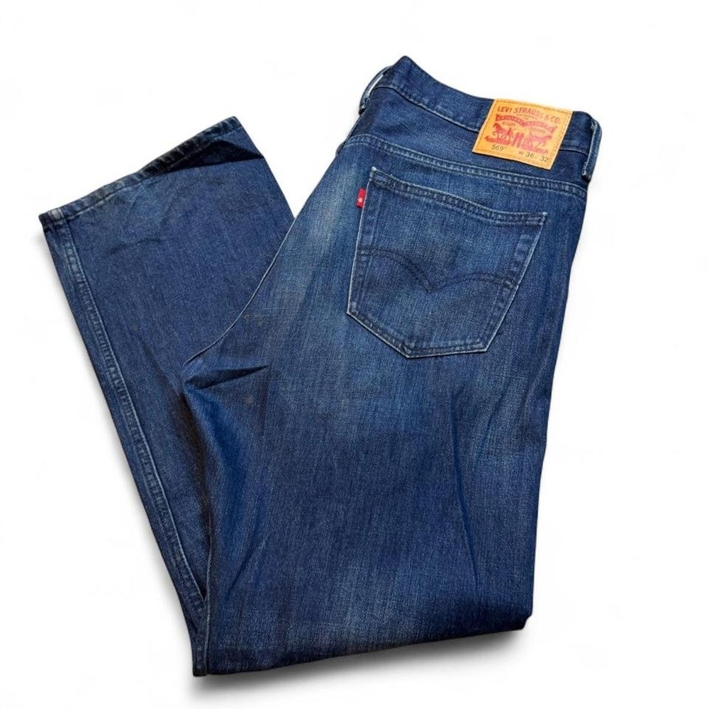 Levi's 569 loose straight wide leg baggy medium wash denim jeans 36x32